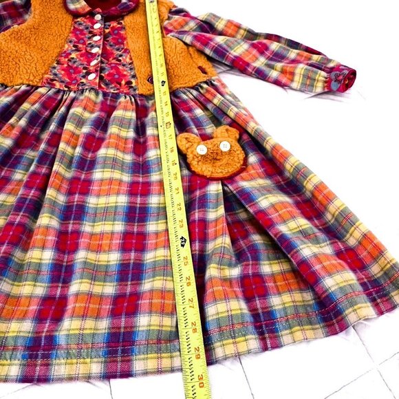 Cakewalk by OILILY Sz 8-10 Colorful Flannel and Fleece vest dress with leggings - Picture 7 of 16